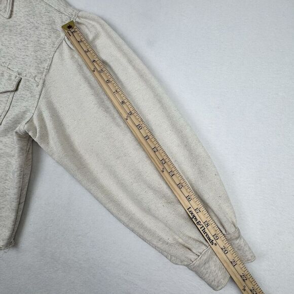 POL Women's Knit Jacket Small Cream/Gray French Terry Balloon Sleeve Oversized - Picture 15 of 15